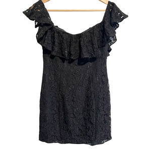 Michael Costello x Revolve Black Lace Mini Dress Bodycon Off the Shoulder
